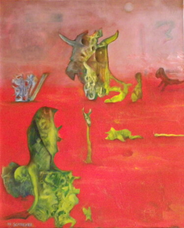 Pittura intitolato "LE REVE DE GERONIMO" da Michel Schreyer, Opera d'arte originale, Olio Montato su Telaio per barella in l…