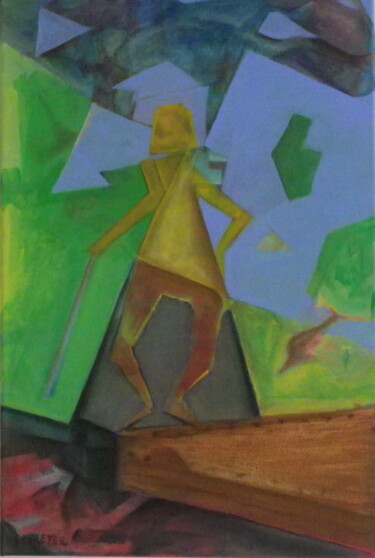 Painting titled "La retraite des "sa…" by Michel Schreyer, Original Artwork, Acrylic Mounted on Wood Stretcher frame