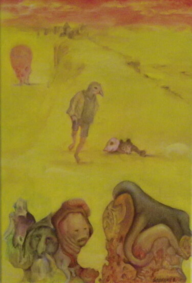 Peinture intitulée "L'Enchanteur avarié" par Michel Schreyer, Œuvre d'art originale, Huile Monté sur Châssis en bois