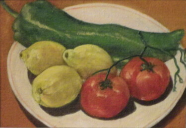 Pintura titulada "Légumes d'été" por Michel Schreyer, Obra de arte original, Oleo Montado en Bastidor de camilla de madera