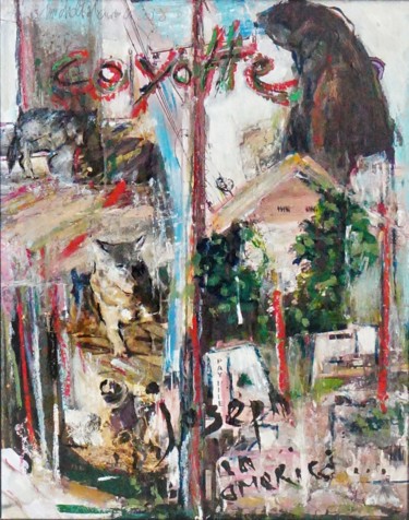 Painting titled "Coyotte - Joseph Be…" by Michel Tabanou, Original Artwork, Ink