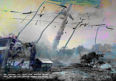 Druckgrafik mit dem Titel "The lightning fell…" von Michel Tabanou, Original-Kunstwerk, Digitaldruck