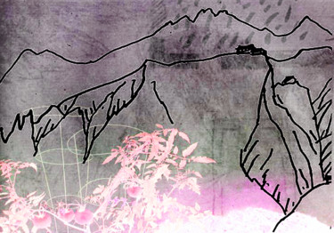 Obrazy i ryciny zatytułowany „drawing a mountain…” autorstwa Michel Tabanou, Oryginalna praca, Cyfrowy wydruk