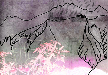 Incisioni, stampe intitolato "drawing a mountain…" da Michel Tabanou, Opera d'arte originale, Stampa digitale