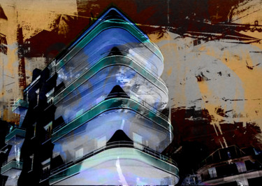 Digitale Kunst mit dem Titel "athens bluenight bu…" von Michel Tabanou, Original-Kunstwerk, Digitale Malerei