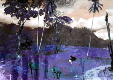 Arts numériques intitulée "Marquesan landscape…" par Michel Tabanou, Œuvre d'art originale, Peinture numérique