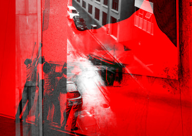 Digital Arts titled "contestation rouge" by Michel Tabanou, Original Artwork, Digital Painting