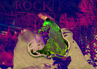 Artes digitais intitulada "indian rock mountai…" por Michel Tabanou, Obras de arte originais, Pintura digital