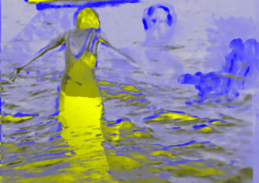 Digitale Kunst mit dem Titel "baignade au lac ave…" von Michel Tabanou, Original-Kunstwerk, Digitale Malerei