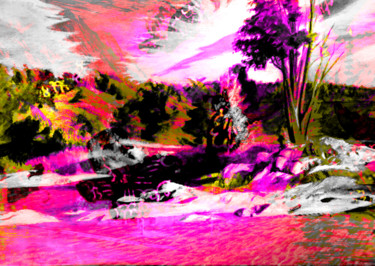 Digital Arts titled "paysage du nouveau…" by Michel Tabanou, Original Artwork, Digital Painting