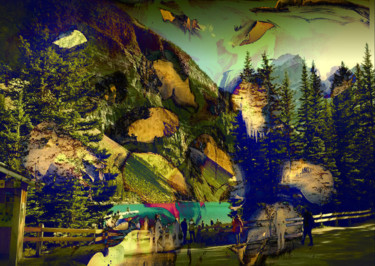 Digital Arts titled "excursion au Lac Mo…" by Michel Tabanou, Original Artwork, Digital Painting