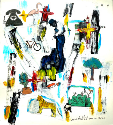 Pintura intitulada "Coyote Beuys ou la…" por Michel Tabanou, Obras de arte originais, Acrílico