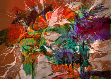 Artes digitais intitulada "psychadelic coyote" por Michel Tabanou, Obras de arte originais, Pintura digital