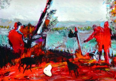 Malerei mit dem Titel "la leçon de peintur…" von Michel Tabanou, Original-Kunstwerk, Acryl