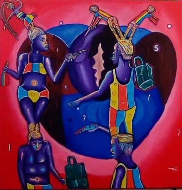 Painting titled "Braquage" by Michel Taiwo, Original Artwork, Acrylic