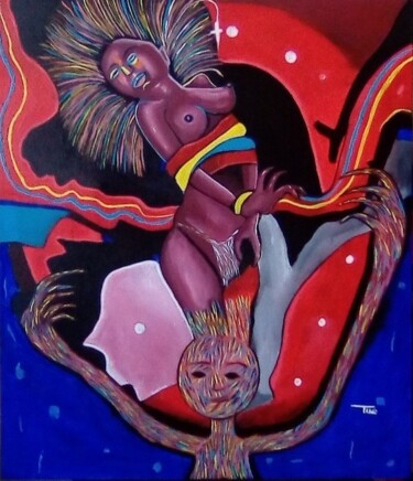 Peinture intitulée "Retour au source" par Michel Taiwo, Œuvre d'art originale, Acrylique