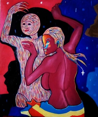 Malarstwo zatytułowany „Aguë 2” autorstwa Michel Taiwo, Oryginalna praca, Akryl