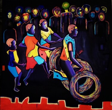 Peinture intitulée "Jeux d'enfance" par Michel Taiwo, Œuvre d'art originale, Acrylique