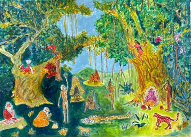 Painting titled "Yogi gurukul ( scho…" by Michel Testard, Original Artwork, Acrylic