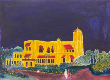 Painting titled "Lucknow Residency" by Michel Testard, Original Artwork, Marker Mounted on Wood Panel