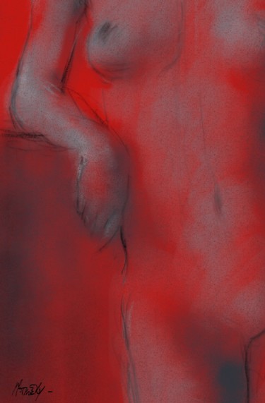 Arts numériques intitulée "nude in red 0017-03…" par Michel Thiery (By Daesyl arts), Œuvre d'art originale, Peinture numériq…