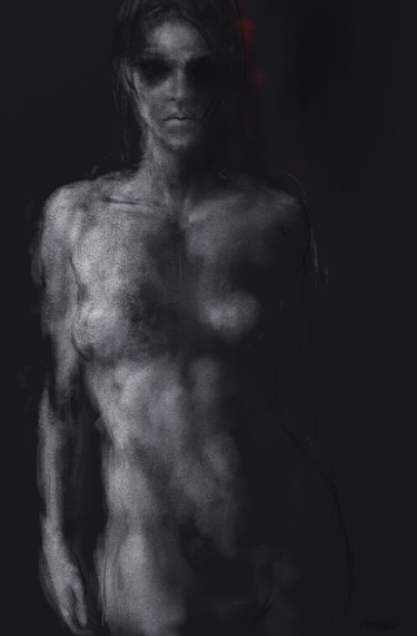 Arte digital titulada "nude in black 0021-…" por Michel Thiery (By Daesyl arts), Obra de arte original, Pintura Digital