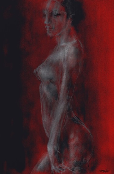 Arte digital titulada "nude in red 0022-lo…" por Michel Thiery (By Daesyl arts), Obra de arte original, Pintura Digital