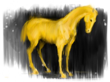 Digital Arts titled "Yellow horse" by Michel Thiery (By Daesyl arts), Original Artwork, Digital Painting