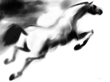 Digital Arts titled "Horse 18 Pegasus" by Michel Thiery (By Daesyl arts), Original Artwork, Digital Painting