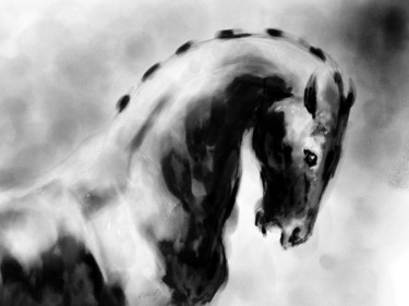 Digital Arts titled "Horse 21 Head" by Michel Thiery (By Daesyl arts), Original Artwork, Digital Painting