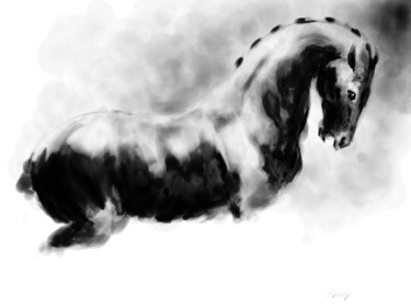 Arts numériques intitulée "Horse 21" par Michel Thiery (By Daesyl arts), Œuvre d'art originale, Peinture numérique