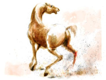 Arts numériques intitulée "Horse 24 Wild" par Michel Thiery (By Daesyl arts), Œuvre d'art originale, Peinture numérique