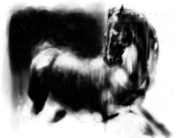 Arts numériques intitulée "Horse 27 Pegasus" par Michel Thiery (By Daesyl arts), Œuvre d'art originale, Peinture numérique