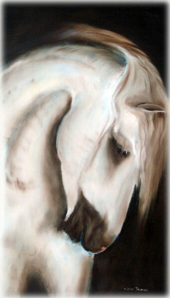 Peinture intitulée "tete de cheval" par Michel Thomas, Œuvre d'art originale, Huile