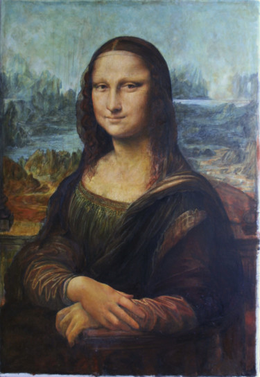 Pintura intitulada "Copie Mona Lisa" por Mth, Obras de arte originais, Óleo