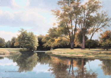 Peinture intitulée "Bord d'étang dans l…" par Michel Trapezaroff, Œuvre d'art originale, Huile