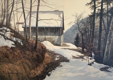 Pintura titulada "Paysage de neige à…" por Michel Trapezaroff, Obra de arte original, Oleo