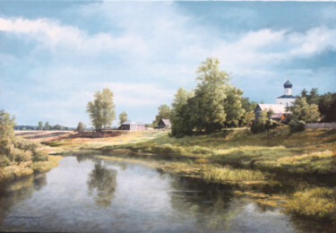 Pintura titulada "Bord de rivière" por Michel Trapezaroff, Obra de arte original, Oleo