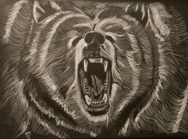 Dessin intitulée "grizzly bear" par Michel Uderso, Œuvre d'art originale