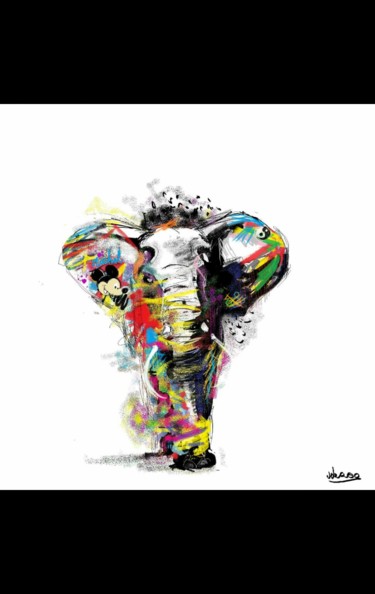 Arts numériques intitulée "Elephant artprint" par Michel Uderso, Œuvre d'art originale
