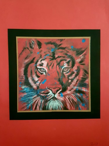 绘画 标题为“Red tiger” 由Michel Uderso, 原创艺术品