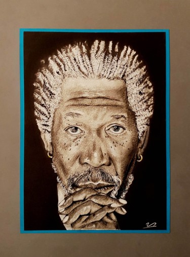 Drawing titled "portrait morgan fre…" by Michel Uderso, Original Artwork