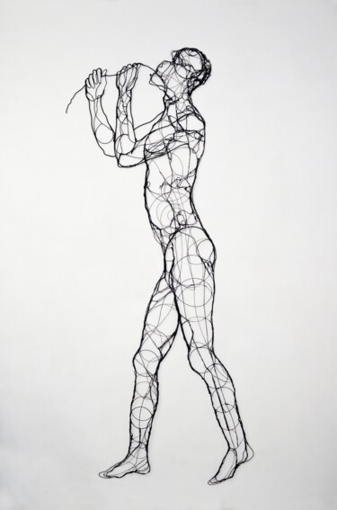 Sculpture titled "Haraquiri" by Michel V. Meulenert (Meulenert), Original Artwork, Wire