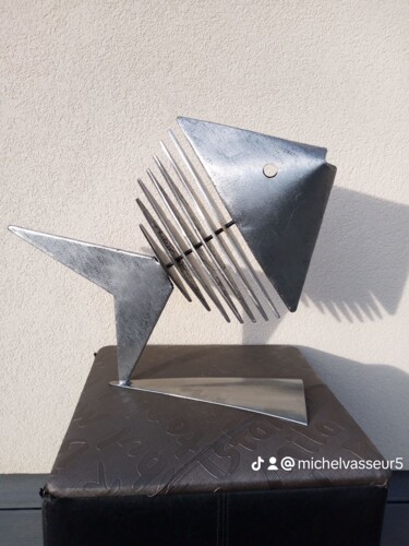 Sculptuur getiteld "Poisson" door Michel Vasseur, Origineel Kunstwerk, Metalen