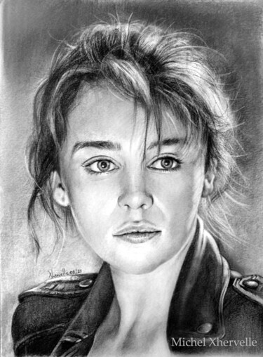 Drawing titled "Emilia Clarke" by Michel Xhervelle, Original Artwork, Pencil
