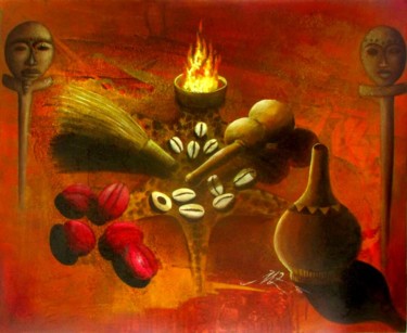Peinture intitulée "Hommage-Fang-Beti.j…" par Michel Zambo, Œuvre d'art originale, Acrylique