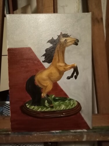 Pittura intitolato "Il cavallo fulvo" da Michela Brunini, Opera d'arte originale, Olio