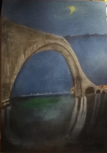 Рисунок под названием "Ponte della Maddale…" - Michela Brunini, Подлинное произведение искусства, Мел