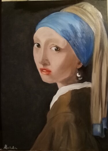 Painting titled "La ragazza con l or…" by Michela Brunini, Original Artwork, Oil