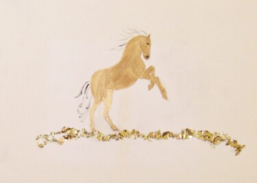 Malerei mit dem Titel "Golden" von Michela Curtis, Original-Kunstwerk, Acryl